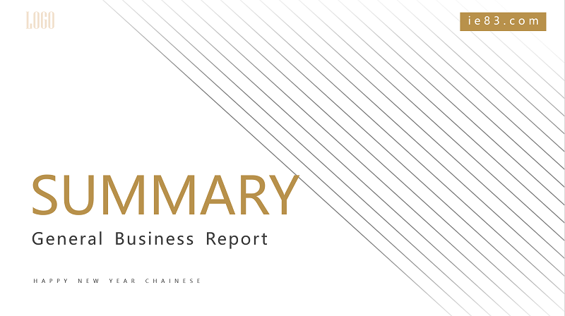 White minimalist gold stripe business report PowerPoint