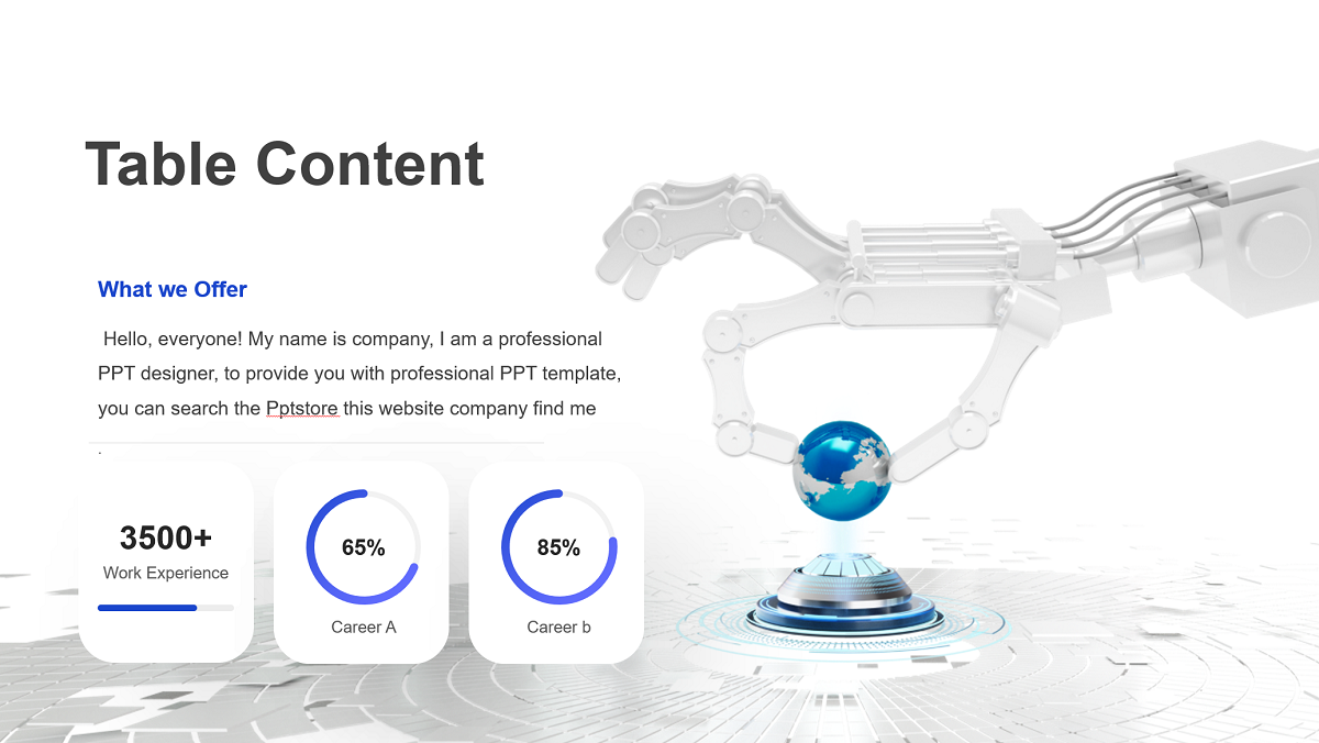 Technology Business Presentation PowerPoint Template with a Robot Background