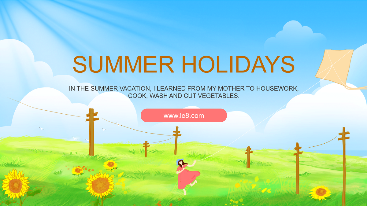Cartoon Character Summer Vacation PowerPoint Template