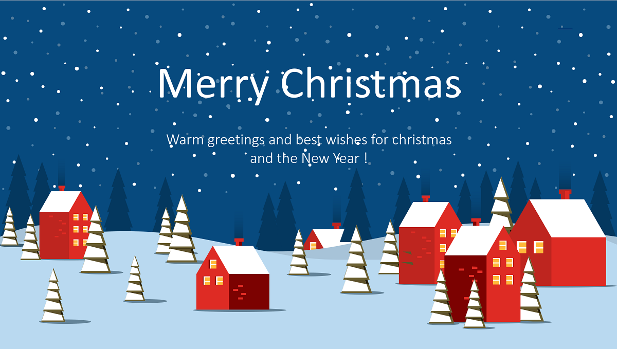 Christmas PPT template mainly in red and blue
